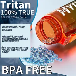 Спортивна пляшка для води Hydrated 1000 мл, фітнес пляшка в зал для фітнесу, велика фляга оранжево-зелена - мініатюра 6