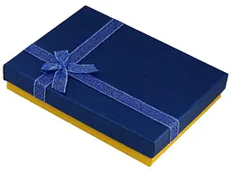 Коробка подарункова XUPING синьо-жовта з бантом Універсальна 12х16см, h= 3см (203215)