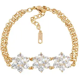 Браслет XUPING Позолота 18K "Кришталеві квіточки" з ланцюжком 18-21см х 6мм (216664)