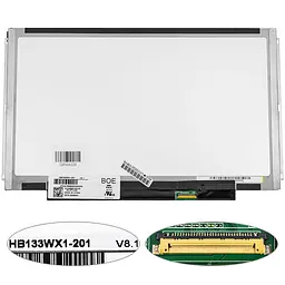 Матриця 13.3 HB133WX1-201 1366х768, 30pineDP, LED, SLIM планки по боках, матова, роз'єм праворуч знизу для ноутбука