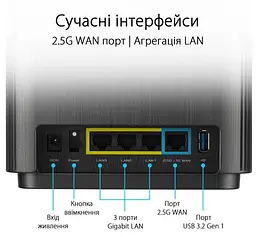 ASUS Маршрутизатор ZenWiFi XT9 2PK AX7800 3xGE LAN 1x2.5GE WAN 1xUSB 3.2 MU-MIMO OFDMA MESH black - мініатюра 4