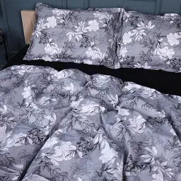 Простирадло на гумці MirSon Поплін 00-8 Black Flowers 60х120 см чорне (2200009708312) - мініатюра 4