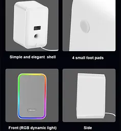 Компьютерные колонки Kisonli X21 Bluetooth, 20W, USB, RGB light, White - мініатюра 4