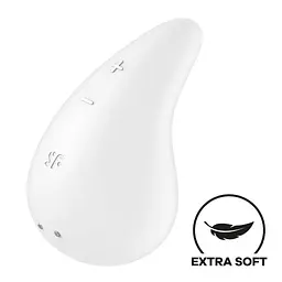 Вібратор для зовнішньої стимуляції Satisfyer Dew Drop White, 2 мотори, 12 режимів, м’який корпус - мініатюра 1
