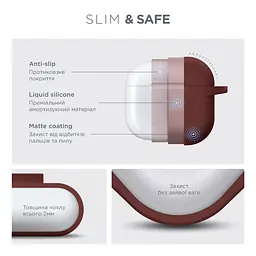 Силіконовий чохол для навушників Apple AirPods 4, Hang Case, коричневий, ультратонкий захисний кейс товщиною 2 мм, захист від подряпин, пилу та ударів, компактний, з карабіном для кріплення, ArmorStandart (ARM81294) - мініатюра 3