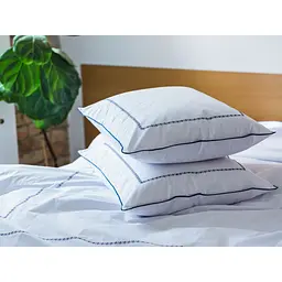 Комплект постільної білизни Ecotton Premium євро перкаль вишивка з синім кантом (25140) - мініатюра 6