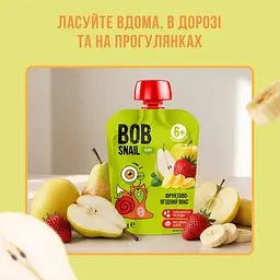 Пюре Bob Snail Яблуко–Груша-Банан-Полуниця гомогенізоване 90 г - мініатюра 3