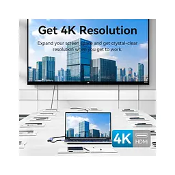 Концентратор Vention USB 3.1 Type-C to HDMI/USB 3.0x3/PD 100W Blue Aluminum Alloy Hub 5-in-1 (TGESB) - мініатюра 5