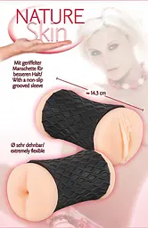 Подвійний мастурбатор Nature Skin Pussy Ass тілесний - мініатюра 7