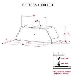Витяжка повновбудована PERFELLI BIS 7653 I 1000 LED - мініатюра 12