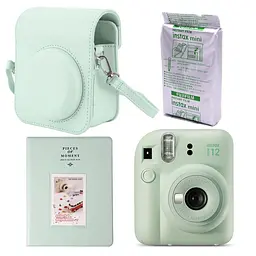 Набор камера Fujifilm Instax Mini 12, Фотобумага 10шт, Чехол, Фотоальбом 64 фото Зеленый
