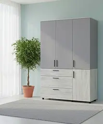 Шафа для одягу Doros Торн Сосна Натті/Сірий 3 ДСП/3Ш (штанга) 135х51.6х200 (44900513)