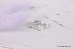 Сережки з білого золота з фіанітами S-0088 - мініатюра 4