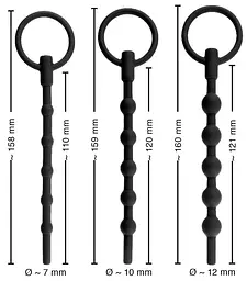 Стимулятор уретри Penisplug Training Set, 3 шт (чорний) - мініатюра 3