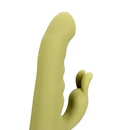 Вібратор-кролик Loveline Ultra Soft Silicone Rotating зелений - мініатюра 4