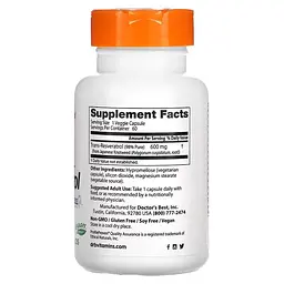Транс-ресвератрол Doctor's Best Trans-Resveratrol 600 mg, 60 вегакапсул для підтримки серцево-судинної системи - мініатюра 2