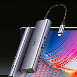 Док-станція USB3.1 Type-C --> HDMI 4K60Hz/USB 3.0x2/RJ45/SD/TF/PD 100W Ugreen CM512 Сіра - мініатюра 4
