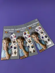 Набір дитячих наліпок-тату для хлопчиків (перекладні татуювання), на планшеті, у коробці WY826D