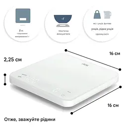 Ваги кухонні ADE KE 2100 з функцією таймера та USB-зарядкою (KE2100) - мініатюра 4