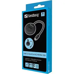Док-станція для накопичувачів Sandberg USB3.2 Type-C toSSD M.2 NVMe M Key (136-47) - мініатюра 3