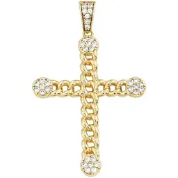 Кулон XUPING Позолота 14K "Хрест візерунок ланцюжок із цирконієм" для ланцюжка до 5мм (212411)