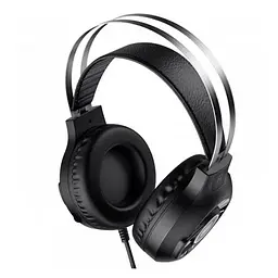 Навушники накладні Hoco ESD04 ігрові з LED підсвічуванням Jack 3.5, 2м, black pink - мініатюра 2