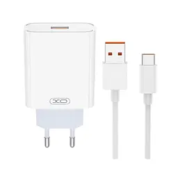 Зарядний пристрій XO USB 120 Вт + кабель USB-A — USB-C білий (XO-L128U)
