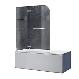 Шторки скляні на ванну Koer SR BS05-90x140-TR-01 прозоре скло Easy Clean 6 мм, хром KR5372, Універсальна, прозорий, хром