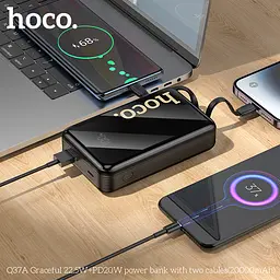 Портативна батарея Powerbank Hoco Q37A Graceful 22.5W+PD20W with two cables 20000mAh Black - мініатюра 9