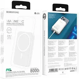 Бездротовий зовнішній акумулятор Borofone BJ25 Plus Reach магнітний 10000mAh білий 6941991105326 - мініатюра 7