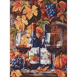 Алмазна мозаїка "Вино та виноградне листя" art_selena_ua Ideyka AMO20294, 30х40 см