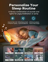 Розумний будильник Dekala Sunrise з бездротовою зарядкою для iPhone 14 12 Apple Watch AirPods Samsung, White Noise Sleep Sounds M - мініатюра 4