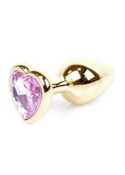 Анальна пробка - Jewellery Gold Heart Plug Light Pink - мініатюра 2