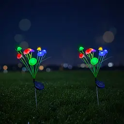Садовий світильник SunLamp на сонячній батареї — кольорові грибочки LED, 2 шт., датчик присмерку - мініатюра 6