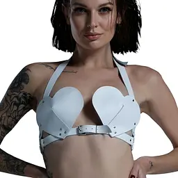 Ліф Сердце зі шкіри Feral Feelings Hearts Bra White