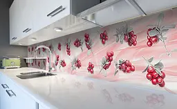 Кухонний фартух Свіжа журавлина ПВХ для декору 60х300 см самоклеючий Ягоди Червоний Happy Pocket Z184796 - мініатюра 5