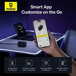 Зарядний пристрій Baseus Digital GaN Intelligent Desktop Fast Charger 240W (3xType+C+USB+DC) (With Cable DC to DC black (P10163901113-00) - мініатюра 13