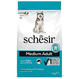 Сухий монопротеїновий корм Schesir Dog Medium Adult Fish Шезір для дорослих собак середніх порід з рибою 3 кг (ШСВСР3)