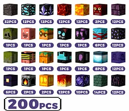 Магнітний конструктор Minecraft 200 шт по грі Майнкрафт Підземелля та лава Mk001019.1 - мініатюра 4