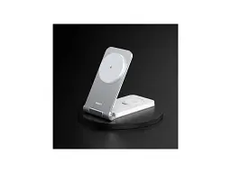 Бездротовий зарядний пристрій Maxco 3in1 15 W Folding Wireless Charger сірий (MW08) - мініатюра 6
