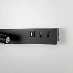 Чорне бра з поворотним спотом зліва + розʼєм USB Арт. WJ 028/2 R BK (правий) Line F - мініатюра 5