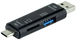 Кардрідер USB Dynamode D-188, чорний, USB/Type-C 3.1 - microSD/USB 3.0