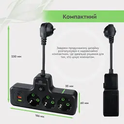 Мережевий фільтр живлення XoKo XK-SPW-3-2-1-BK - мініатюра 10