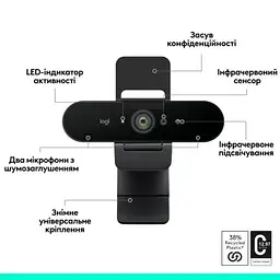 Веб-камера Logitech Brio 4K Ultra HD for Business Graphite (960-001746) - мініатюра 5