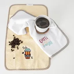 Набір махрових серветок Ideia Coffee makes everything better, 50х30 см, 2 шт., білий з молоком (8-07260) - мініатюра 2
