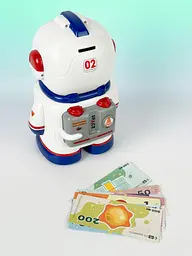 Скарбничка сейф дитячий, банка для грошей «Космонавт» MK 5061 з кодовим замком, світлом і звуком (біло-синій) - мініатюра 4