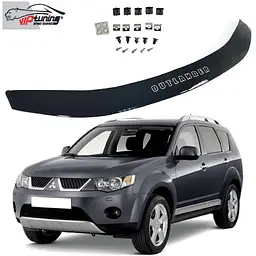 Дефлектор капоту мухобійка для Mitsubishi Outlander XL 2007-2009 доРестайлінг Євро Кріплення (Vip Tuning)