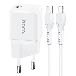 Зарядний пристрій Hoco N10 Type-C PD 20W білий + кабель Type-C to Lightning