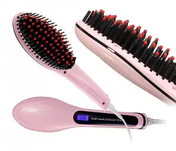 Гребінець випрямляч для волосся з підігрівом та Led дисплеєм Fast Hair Straightener рожевий - мініатюра 3