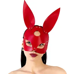 Шкіряна маска Зайки Art of Sex - Bunny mask, червона - мініатюра 1